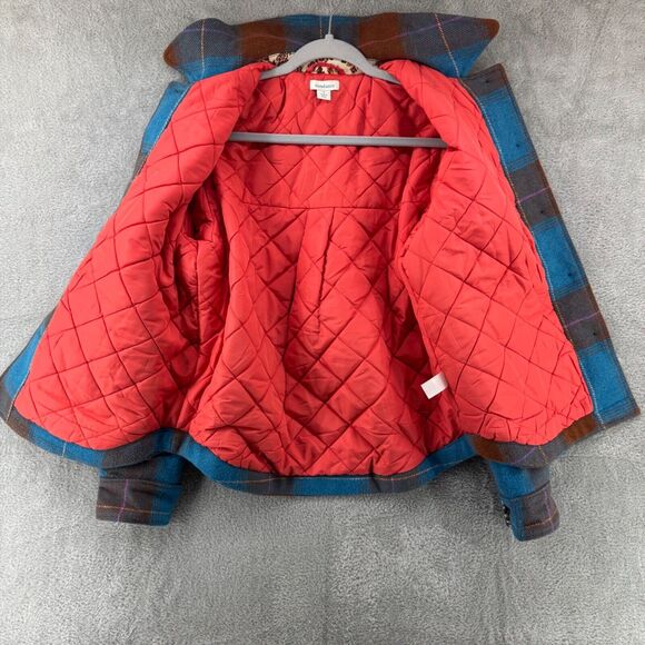 Sundance Jacket Womens S Plaid Blue Rolaine Quilted Lined Patch Pocket Button - Picture 7 of 16